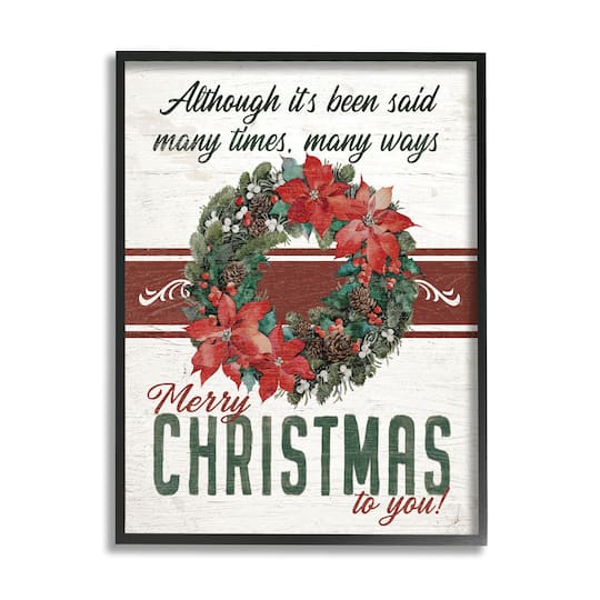 Stupell Industries Merry Christmas To You Vintage Poinsettia Framed Giclee Art